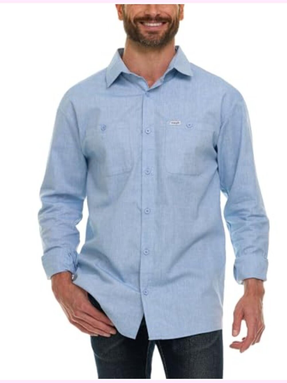 Wrangler Big & Tall Button Up Chambray Shirt Long Sleeve
